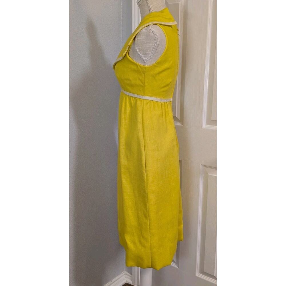 Vintage Sailor Dress 60s 70s Yellow USA Union Made Tweed XS - Picture 3 of 11